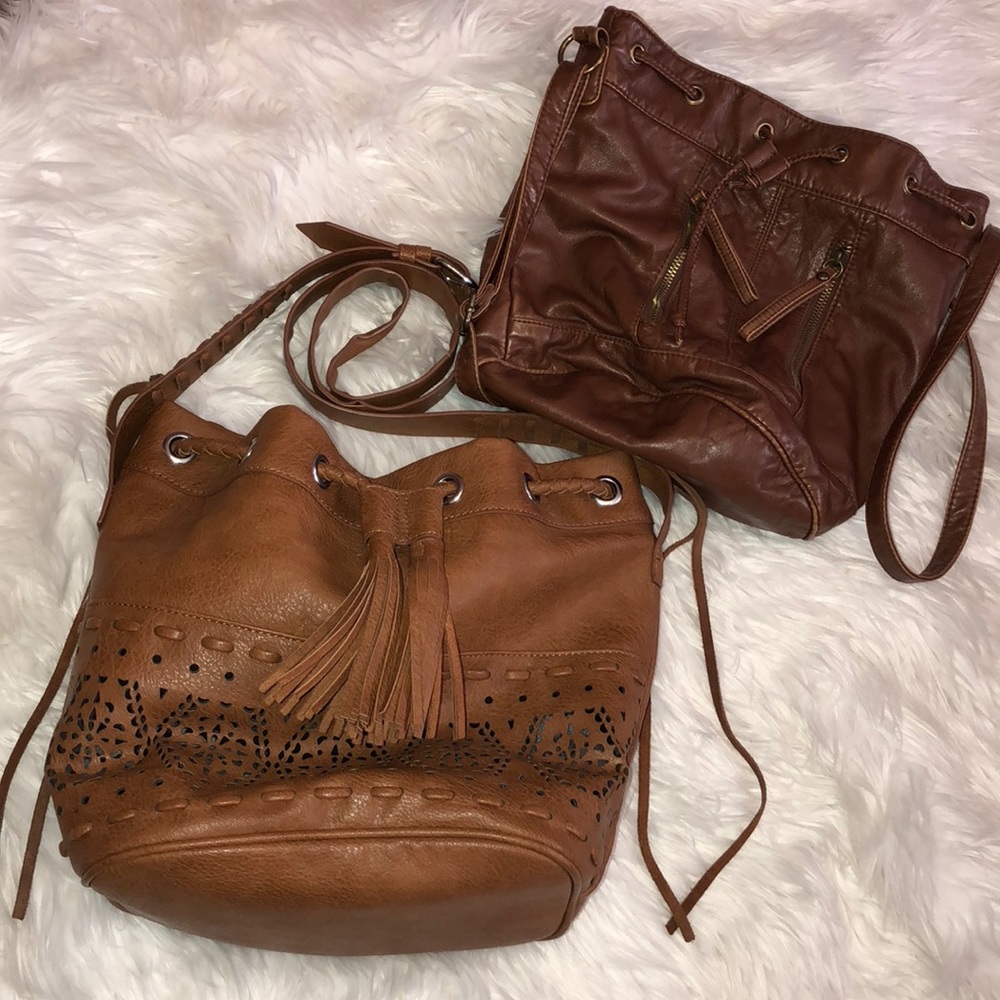 2 brown purses